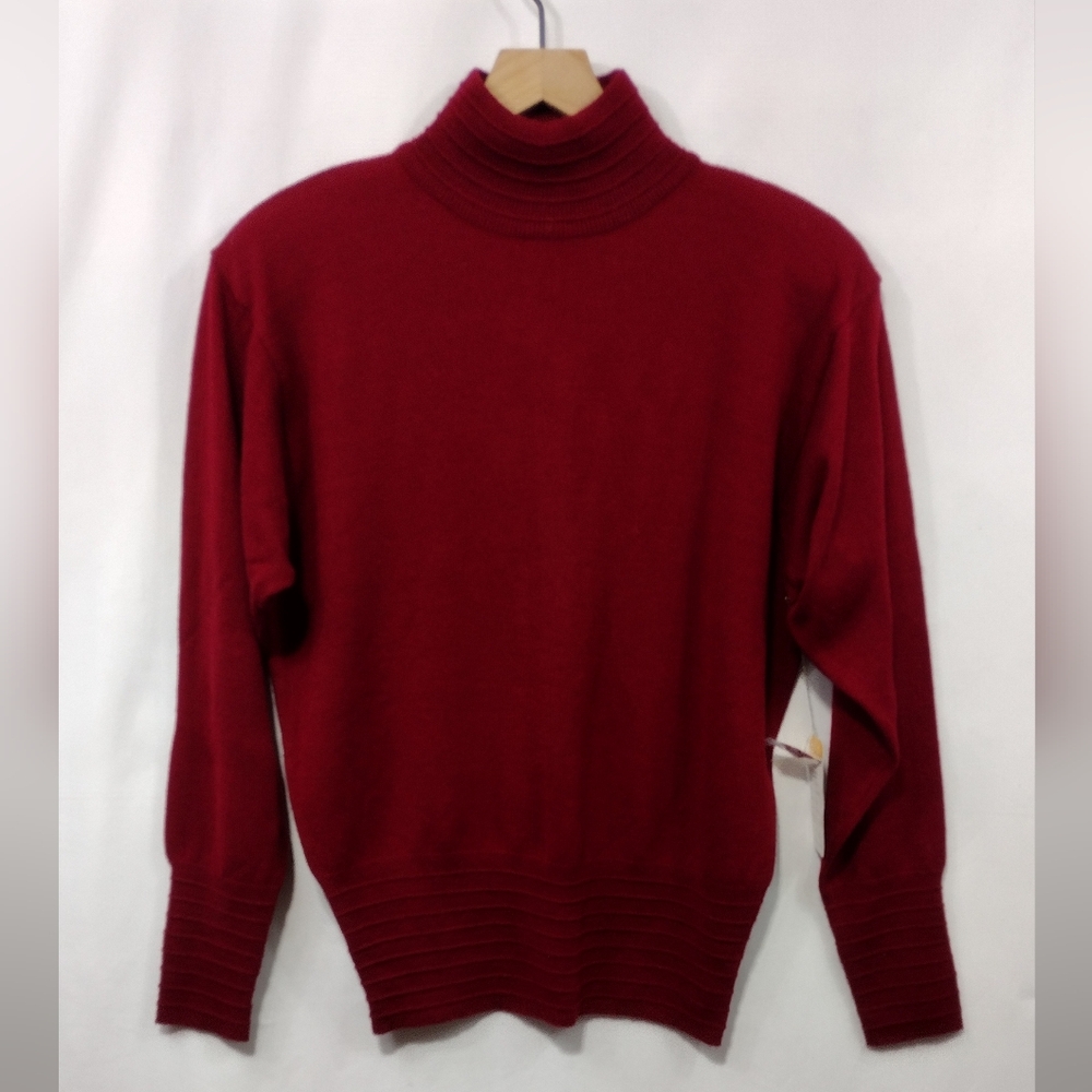 NWT Vintage Lambswool Blend Turtle Neck Sweater Women's L Holiday Minimalist